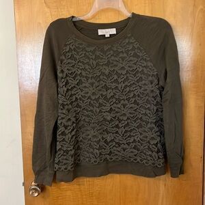 Large olive green lace sweatshirt